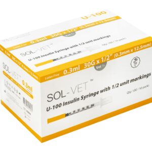 Sol-Vet U100 Insulin Syringe (100) - V5295 - 0.5ml - 29G x 1/2"
