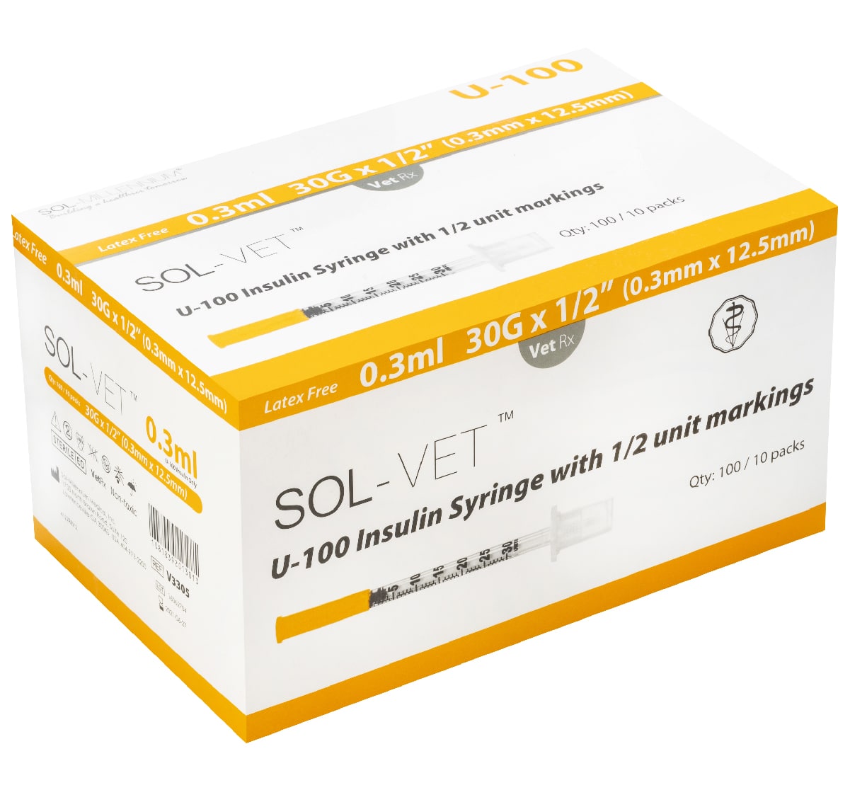 Sol-Vet U100 Insulin Syringe (100)