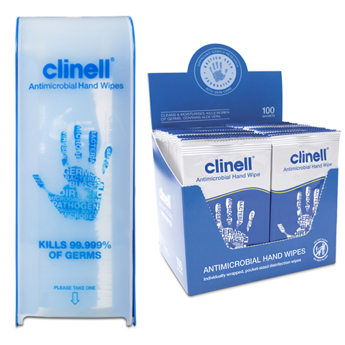 Clinell Antimicrobial Hand Wipes Dispenser & Wipes
